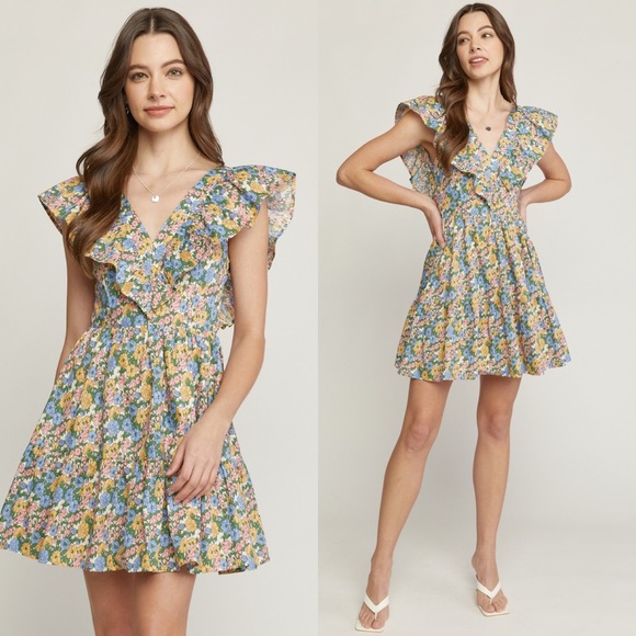 entro Dresses & Skirts - 🎀🎀🎀ENTRO Floral dress with ruffles🎀🎀🎀